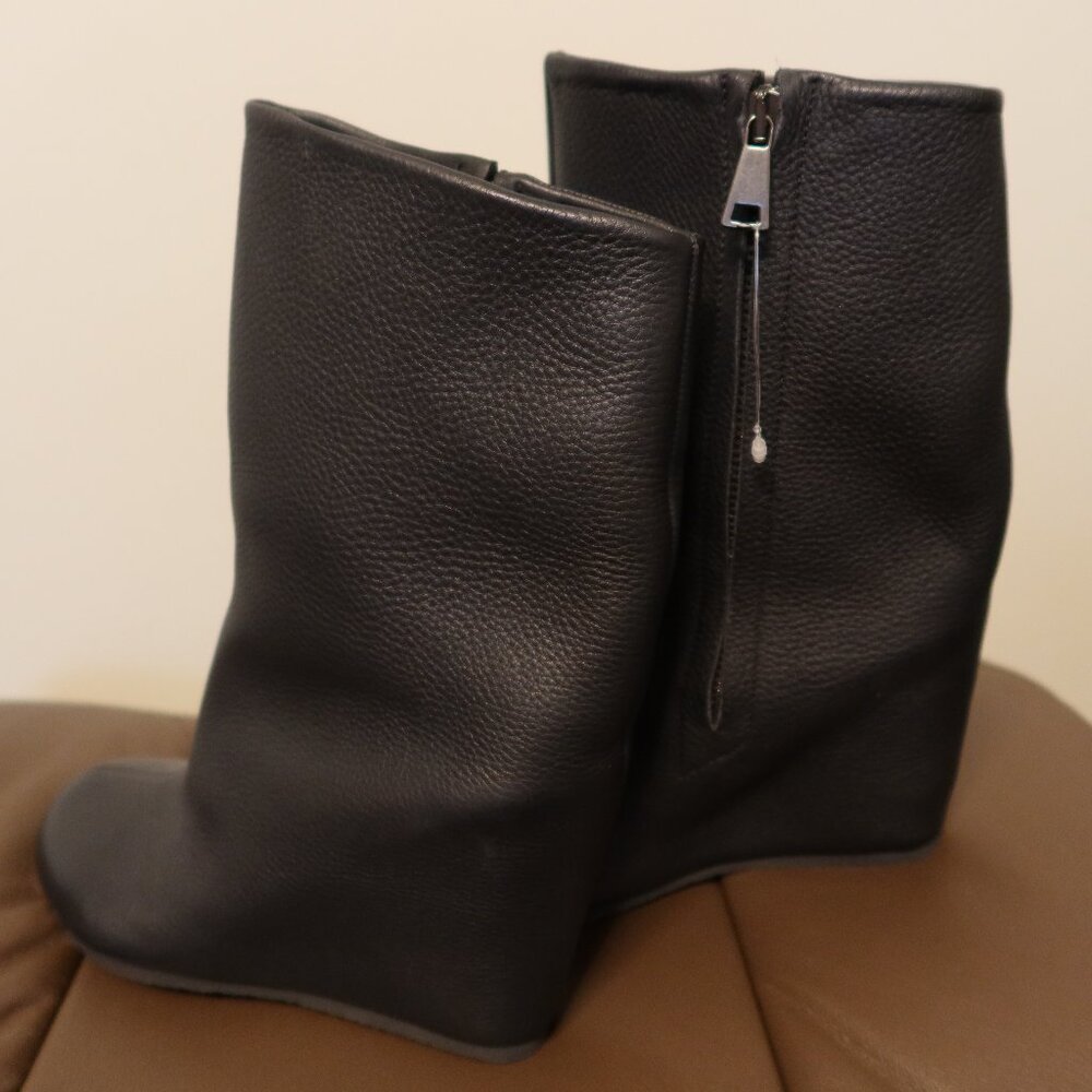 NEW! Peter Non hidden heel boots in black leather 36 $1000 ITALY side zipper